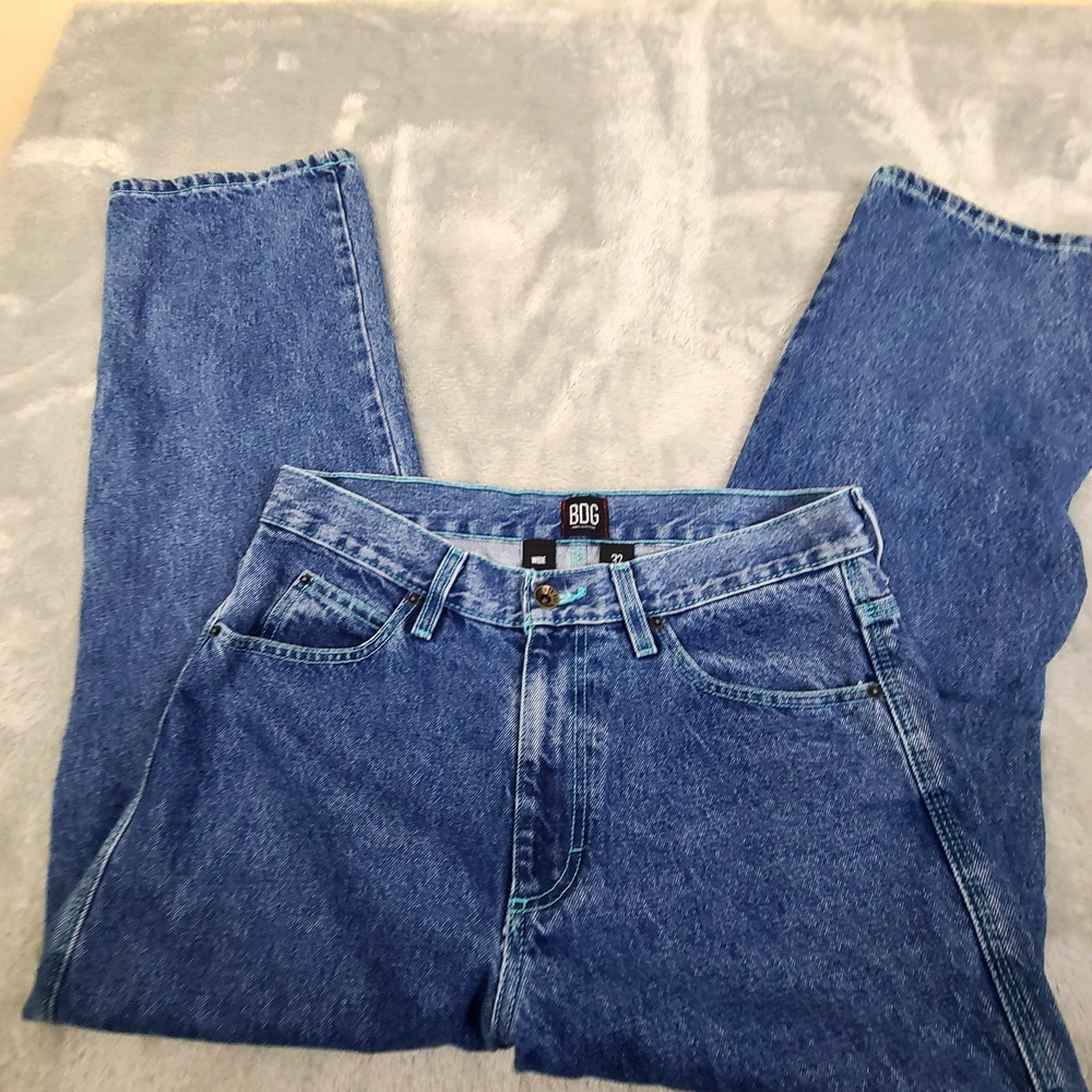 Urban Outfitters Women's Blue Denim Jeans, Size 32, Wide Leg, High Rise, BDG